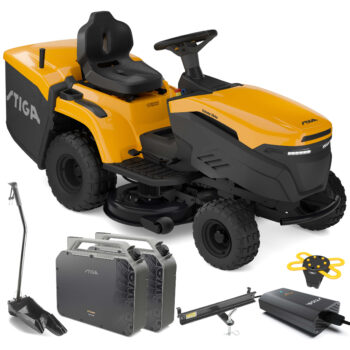 STIGA Traktor akumulatorowy Estate 384e - zestaw z dwoma akumulatorami 40 Ah