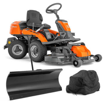 Husqvarna Traktor Rider R 214Ts - Zestaw promocyjny z lemieszem i pokrowcem