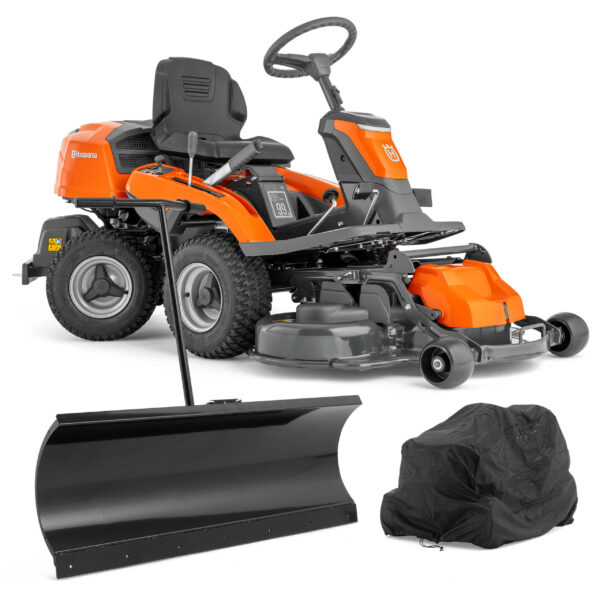 Husqvarna Traktor Rider R 214Ts - Zestaw promocyjny z lemieszem i pokrowcem