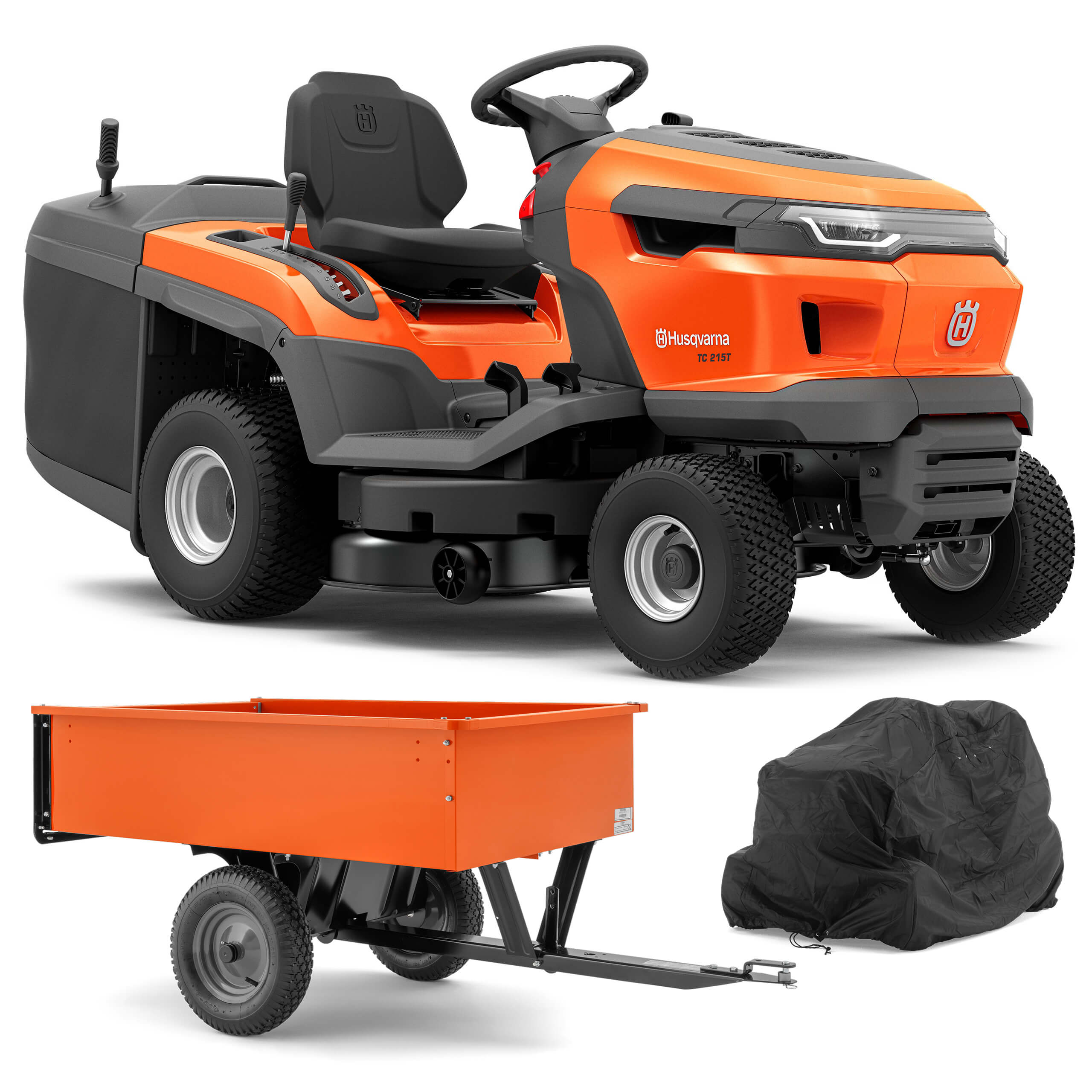 Husqvarna Traktor ogrodowy TC 215T - Zestaw promocyjny z przyczepką i pokrowcem Husqvarna Traktor ogrodowy TC 215T - Zestaw promocyjny z przyczepką i pokrowcem