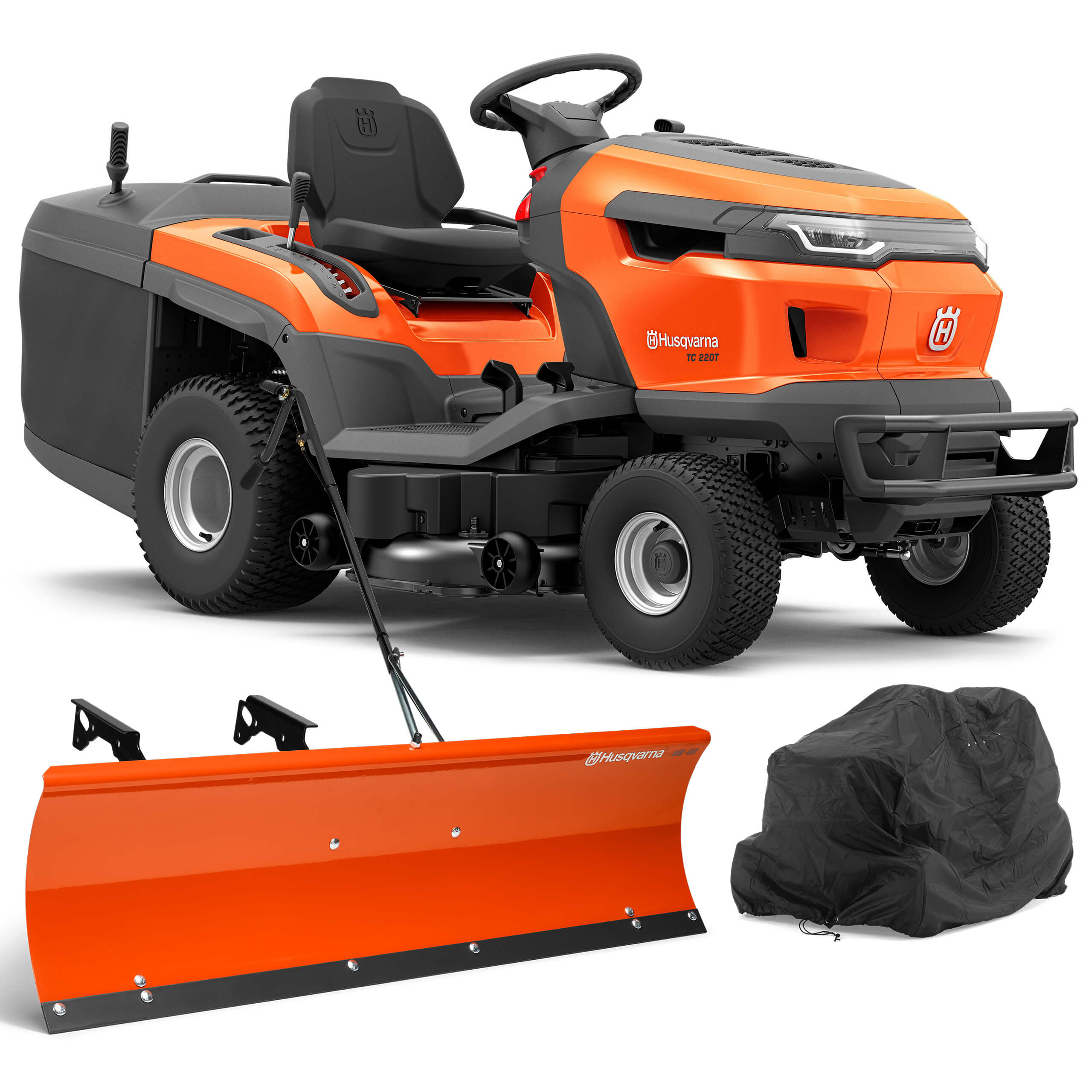 Husqvarna Traktor ogrodowy TC 220T - Zestaw promocyjny z lemieszem i pokrowcem Husqvarna Traktor ogrodowy TC 220T - Zestaw promocyjny z lemieszem i pokrowcem