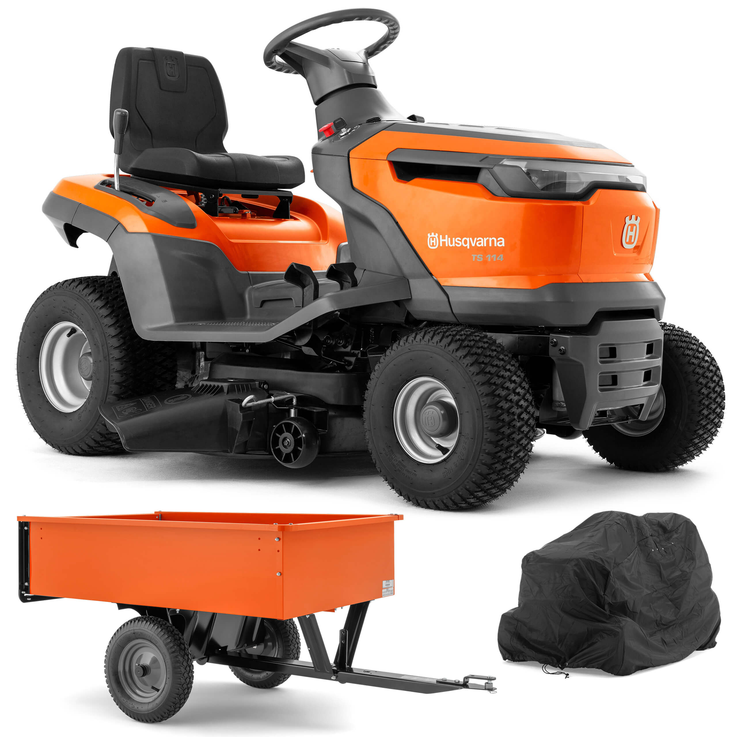 Husqvarna Traktor ogrodowy TS 114 - Zestaw promocyjny z przyczepką i pokrowcem Husqvarna Traktor ogrodowy TS 114 - Zestaw promocyjny z przyczepką i pokrowcem