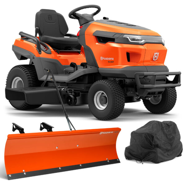 Husqvarna Traktor ogrodowy TS 220T - Zestaw promocyjny z lemieszem i pokrowcem